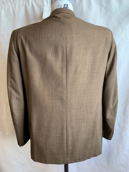 Mens, Blazer/Sport Co, PALM BEACH, Ochre Brown-Yellow, Dk Brown, Wool, 2 Color Weave, 46L, Single Breasted, Rounded Collar Attached, Notched Lapel, 3 Pockets, 2 Buttons