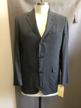 PRESSTIGE, Heather Gray, Wool, Heathered, 3 Buttons,  Notched Lapel, 3 Pockets,