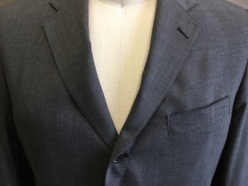 PRESSTIGE, Heather Gray, Wool, Heathered, 3 Buttons,  Notched Lapel, 3 Pockets,