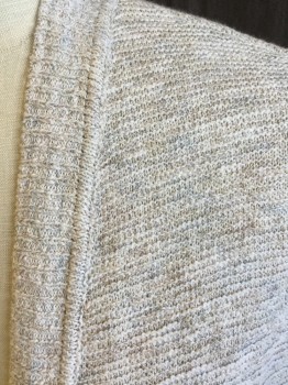 Womens, Sweater, PURE JILL, Lt Gray, Cotton, Polyester, Heathered, XL, Ribbed Knit, Open at Center Front with No Closures, Long Sleeves, Hip Length