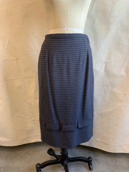 Womens, 1940s Vintage, Suit, Skirt, GENE SHELLY, Dk Gray, Gray, Wool, Stripes, H38, W26, 1940s, Side Zipper, Flaps Near Bottom of Hem