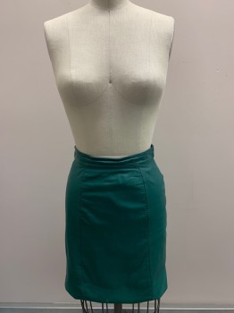 Womens, Skirt, BYRNES & BAKER, Teal Blue, Leather, Nylon, Solid, W26, F.F, Vertical Seams, Back Zipper