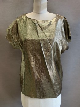 Womens, Shirt, GIANNA, Gold, Black, Polyester, Speckled, M, S/S, Round Neck,