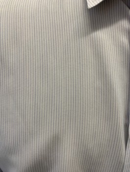 Mens, Dress Shirt, CHRISTIAN DIOR, Blue, Lt Blue, Polyester, Cotton, Stripes - Vertical , S:32-3, N: 16, L/S, Button Front, C.A., Patch Pocket, 1980's