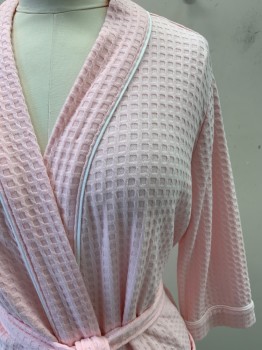 NO LABEL, Pink, White, Cotton, Polyester, Solid, L/S, Textured Fabric, Top Pockets, with Matching Belt