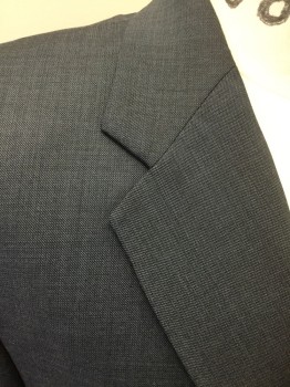 Mens, Suit, Jacket, N/L, Blue, Wool, Solid, 38R, Single Breasted, Collar Attached, Notched Lapel, 2 Buttons,  3 Pockets,