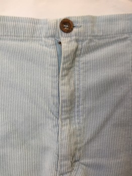Womens, Shorts, WEEDS, Baby Blue, Cotton, Solid, 38, Light Baby Blue Corduroy, 1" Waistband, 3 Pockets, Zip Front,
