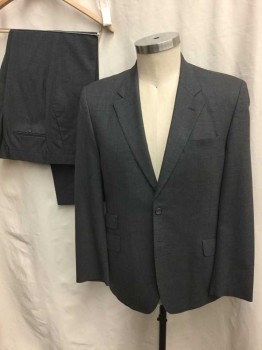 Mens, Suit, Jacket, PAUL SMITH, Gray, Wool, Solid, 42L, Single Breasted, 2 Buttons,  3 Pockets, Hand Picked Collar/Lapel,