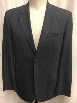 PAUL SMITH, Gray, Wool, Solid, Single Breasted, 2 Buttons,  3 Pockets, Hand Picked Collar/Lapel,