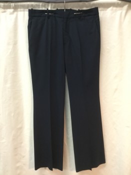 Mens, Slacks, THEORY, Navy Blue, Wool, Lycra, Solid, 32.5, 34, Flat Front, Zip Fly