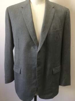 WESTERN COSTUME CO, Gray, Lt Gray, Wool, Herringbone, 3 Pockets, 2 Buttons,  Notched Lapel,