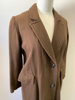 N/L MTO, Brown, Wool, Solid, Thick Wool, Single Breasted, 3 Buttons,  Notched Lapel, 2 Hip Pockets with Flaps, Ankle Length, Plain and Modest/Working Class, Made To Order