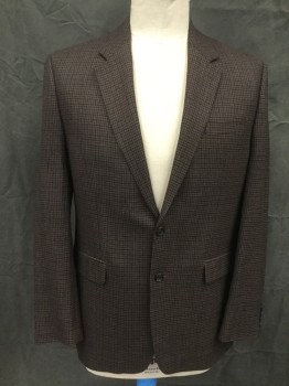 Mens, Sportcoat/Blazer, CHAPS, Brown, Dk Brown, Navy Blue, Wool, Houndstooth, 46XL, Single Breasted, Collar Attached, Notched Lapel, 3 Pockets, Long Sleeves