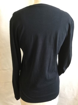 Womens, Top, BANANA REPUBLIC, Black, Cotton, Solid, XS, (MULTIPLE)  Crew Neck with Heather Gray Inside Back Neck,  Long Sleeves,