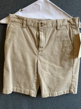 VINEYARD VINES, Khaki Brown, Cotton, Spandex, Solid, Flat Front, 4 Pockets, Bermuda Shorts