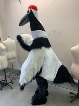 Unisex, Walkabout, MTO, Black, White, Synthetic, Foam, Bird - CRANE, Body with Wings, CB Zipper, Holes at Seam for Hands to Come Out of Wings, 4-Pieces