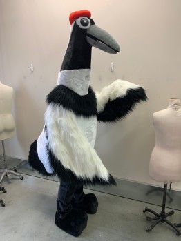 MTO, Black, White, Synthetic, Foam, Bird - CRANE, Body with Wings, CB Zipper, Holes at Seam for Hands to Come Out of Wings, 4-Pieces