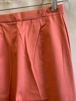 Womens, Pants, J FIELDS, Coral Pink, Poly/Cotton, Solid, H36, W24, Side Zipper, Hook N Eye Closure, Adjustable Waistband Strap and Buttons