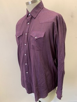 Mens, Western, ELY CATTLEMAN, Red Burgundy, Blue, Red, Poly/Cotton, Stripes - Pin, S:34, N:17.5, L/S, Snap Front, Collar Attached, Western Style Yoke, 2 Pockets With Flaps