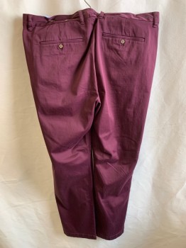 Mens, Casual Pants, TOMMY BAHAMA, Red Burgundy, Cotton, Lyocell, Solid, 32, 38, F.F, Zip Front, Button Closure, 4 Pockets