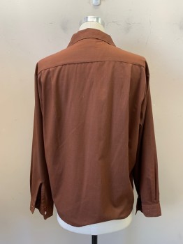 CORTLAND, Rust Orange, Cotton, Solid, Heathered, C.A., Button Front, L/S, 2 Pockets
