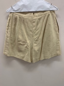 Womens, Shorts, NL, Beige, Poly/Cotton, W: 29, Side Pockets, Zip Front, Pleated Front, Pocket At Thigh