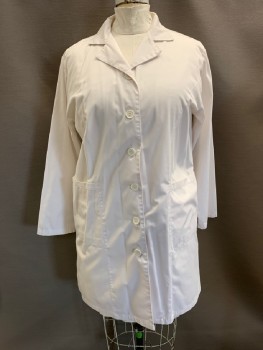 Womens, Lab Coat Women, DRESS A MED, White, Poly/Cotton, Solid, XL, Notched Lapel, 6 Bttns, 2 Pckts, Belted Back with 2 Bttns,