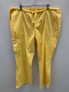 Womens, Nurse, Pant, CHEROKEE, Butter Yellow, Poly/Cotton, Spandex, Solid, XL, Drawstring, Multiple Patch Pockets with Carpenter Loops