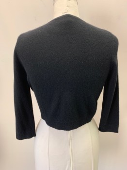 Womens, Sweater, BLOOMINGDALES, Black, Cashmere, L, CN, Open Front, Short
