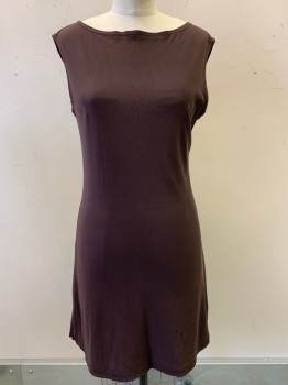 Maurices, Chocolate Brown, Nylon, Spandex, Solid, Sleeveless, Wide Neck, Pullover