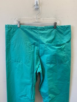 FASHION SEAL, Teal Green, Poly/Cotton, Solid, Drawstring Waist With Light Brown Drawstrings, 1 Patch Pocket In Back