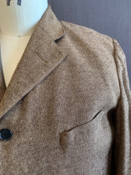 SIAM COSTUMES, Tan Brown, Brown, Wool, 2 Color Weave, Single Breasted, 3 Buttons, Notched Lapel, 3 Pockets