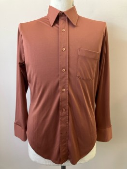 Mens, Shirt, ULTRESSA KNIT, 36, 16.5, Copper, Solid, C.A., B.F., L/S, 1 Pocket