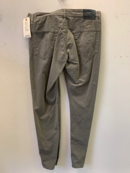 ADRIANO GOLDSCHIED, Putty/Khaki Gray, Cotton, Solid, F.F, Side Pockets, Zip Front, Belt Loops