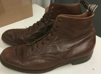 BAXTER, Brown, Leather, Solid, Lace Up Ankle Boot,