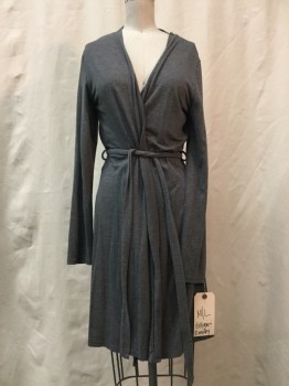 Womens, SPA Robe, GILLIGAN & OMALLEY, Heather Gray, Synthetic, Heathered, M/L, Heather Gray, Belt