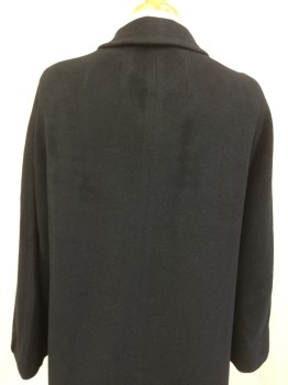 CROWN REGENCY, Black, Cashmere, Solid, Single Breasted, 5 Buttons (missing 1) Collar Attached, 2 Pockets, Draped Long Sleeves,