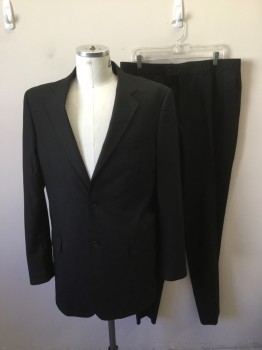 CARLO LUSSO, Black, Wool, Solid, Sportcoat - 2 Button Single Breasted, 3 Pockets, 2 Slits at Back