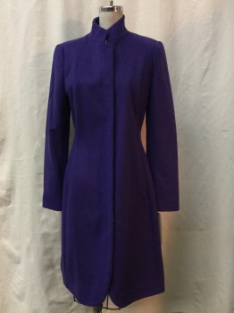EMPORIO ARMANI, Purple, Cashmere, Polyester, Solid, Purple, Button Front, Collar Stand, 2 Pockets,