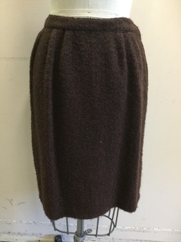 Womens, 1950s Vintage, Suit, Skirt, BEST & CO., Dk Brown, Wool, Solid, W 25, Boucle, Pleated Skirt, Side Seam