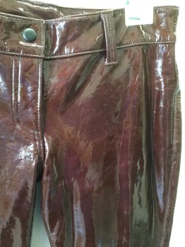 Womens, Suit, Pants, N/L, Maroon Red, Faux Leather, Solid, In32, W28, Leather, Jean Style Without Pockets, Belt Loops, Skinny Leg, Lowish Rise, Wet Look