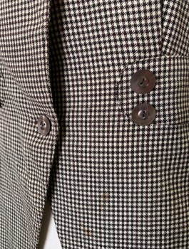 N/L, Black, White, Wool, Gingham, 2 Buttons, Unusual Lapel, 2" Wide Self Waistband with Decorative Buttons, Long Sleeves, 2 Bust Pleats Above Waistband, Cream Satin Lining, *Small Mends on Lapel