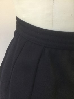 Womens, Skirt, Knee Length, VALENTINO, Navy Blue, Wool, Solid, W:24, Wool Gabardine, 1" Wide Self Waistband, Pencil Skirt, 3 Large Mother of Pearl Buttons at Center Back Hem, Zip Closure at Side Waist