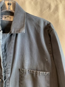 RED KAP, Blue-Gray, Cotton, Solid, Long Sleeves, 8 Pockets, Button Front, Collar Attached, Button Cuff