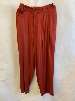 Mens, Pants, O.G., Burnt Orange, Cotton, Solid, 34/34, Notched Lapel, Double Breasted, Button Front, Long Sleeves