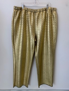 Mens, Sci-Fi/Fantasy Pants, NO LABEL, Gold, Polyester, Textured Fabric, 42/33, Elastic Waist Band, Quilted Pattern, Aged, Made To Order