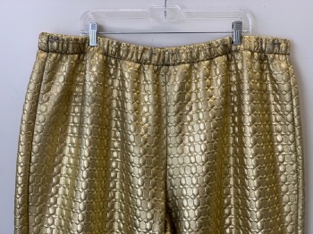 NO LABEL, Gold, Polyester, Textured Fabric, Elastic Waist Band, Quilted Pattern, Aged, Made To Order