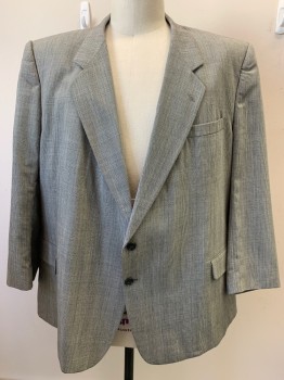 EAGLESON'S , Gray, Black, Wool, Plaid, 2 Buttons, Single Breasted, Notched Lapel, 3 Pockets