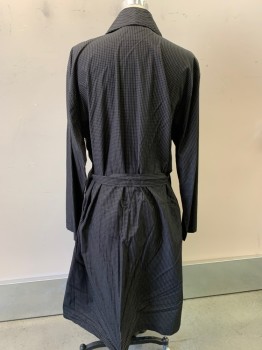 Mens, Bathrobe, POLO RALPH LAUREN, Black, White, Cotton, Grid , S/M, Robe: L/S, Shawl Lapel, 2 Patch Pockets at Hips, No Lining, Goes with Matching PJ Pants (CF017059), ***Has Matching Belt Tie