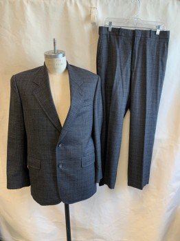 MAYEU, Brown, Black, Wool, Plaid, Notched Lapel, Single Breasted, Button Front, 2 Buttons,  3 Pockets